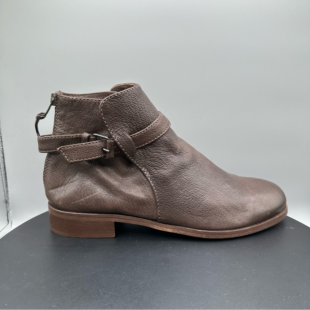 J. Crew Leather Rear Zip Buckle Detail Ankle Boots Women 9.5 Brown